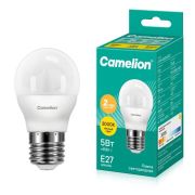 Лампа светодиодная LED5-G45/830/E27 5Вт шар матовая 3000К тепл. бел. E27 410лм 220В Camelion 12028
