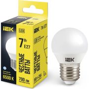 Лампа светодиодная G45 7Вт шар 6500К E27 230В IEK LLE-G45-7-230-65-E27