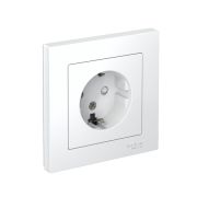Розетка 1-м СП AtlasDesign 16А IP20 с заземл. защ. шторки в сборе бел. SE ATN000144