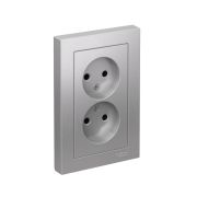 Розетка 2-м СП AtlasDesign 16А IP20 без заземл. в сборе алюм. SE ATN000320