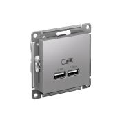 Розетка USB AtlasDesign тип A+A 5В 1х2.1А 2х1.05А механизм алюм. SE ATN000333