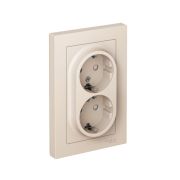 Розетка 2-м СП AtlasDesign 16А IP20 с заземл. защ. шторки в сборе беж. SE ATN000226