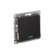 Выключатель 2-кл. СП AtlasDesign 10А IP20 (сх. 5а) 10AX с подсветкой механизм карбон SE ATN001053