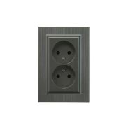 Розетка 2-я Karea LINE STAR без заземл. дым. металлик Makel 86050017