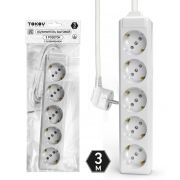 Удлинитель 5х3м с заземл. 10А 3х1.5 TOKOV ELECTRIC TKL-C01-BU5-3-1.5-Z