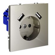 Розетка 1-м СП S70 16А с USB A+A с заземл. защ. шторки механизм шелк Voltum VLS040404